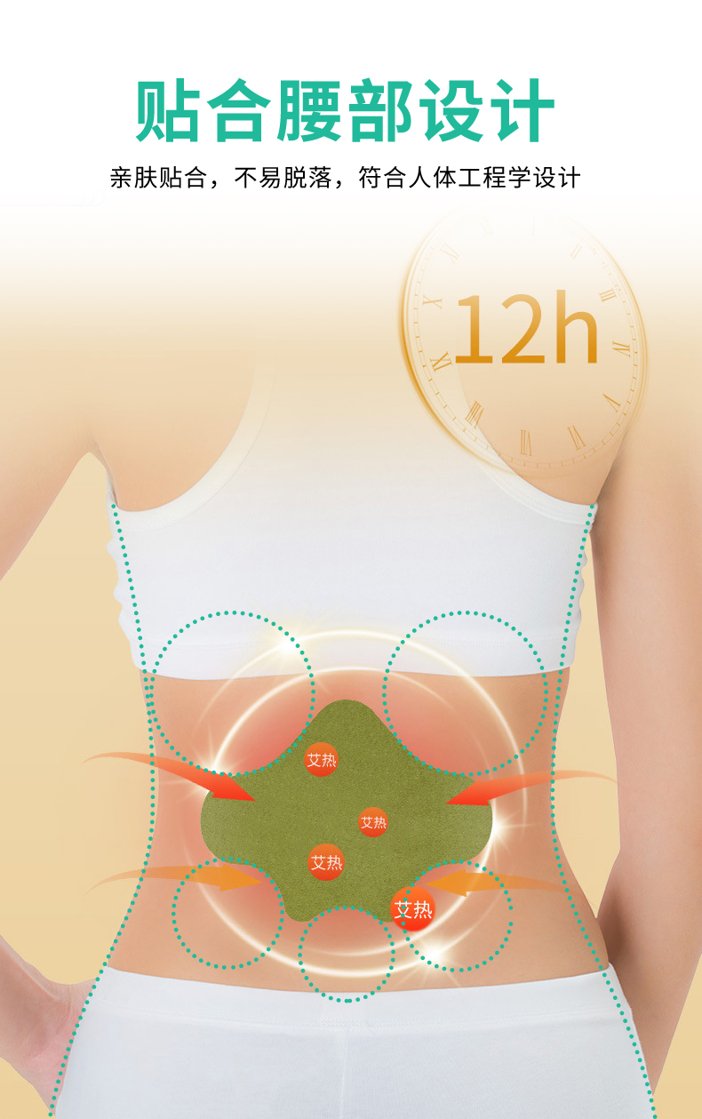 艾草腰椎貼貼合腰部設計